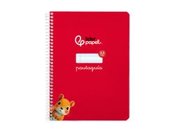 Cuaderno espiral liderpapel A5 pautaguia tapa blanda 40h 75 gr cuadro pautado 2,5mm color rojo