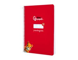 Cuaderno espiral liderpapel A5 pautaguia tapa blanda 40h 75 gr cuadro pautado 2,5mm color rojo