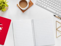 Cuaderno espiral liderpapel A5 pautaguia tapa blanda 40h 75 gr cuadro pautado 2,5mm color rojo