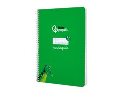 Cuaderno espiral liderpapel A5 pautaguia tapa blanda 40h 75 gr cuadro pautado 2,5mm color verde