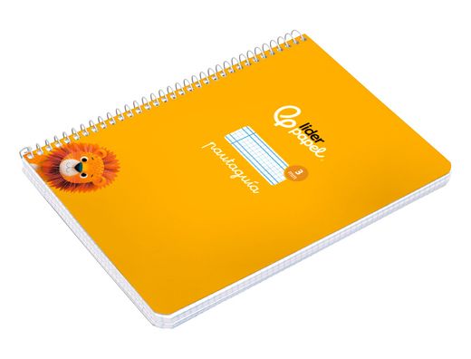 Cuaderno espiral liderpapel A5 pautaguia tapa blanda 40h 75 gr cuadro pautado 3mm color amarillo