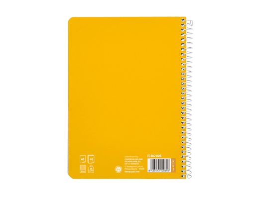 Cuaderno espiral liderpapel A5 pautaguia tapa blanda 40h 75 gr cuadro pautado 3mm color amarillo