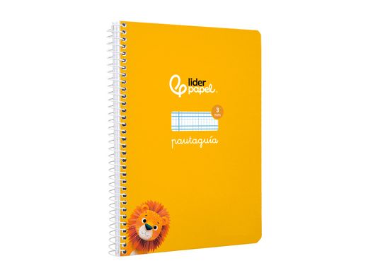 Cuaderno espiral liderpapel A5 pautaguia tapa blanda 40h 75 gr cuadro pautado 3mm color amarillo