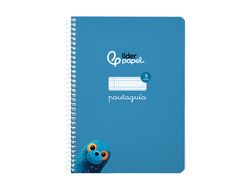 Cuaderno espiral liderpapel A5 pautaguia tapa blanda 40h 75 gr cuadro pautado 3mm color azul