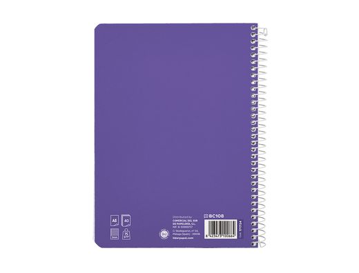 Cuaderno espiral liderpapel A5 pautaguia tapa blanda 40h 75 gr cuadro pautado 3mm color lila
