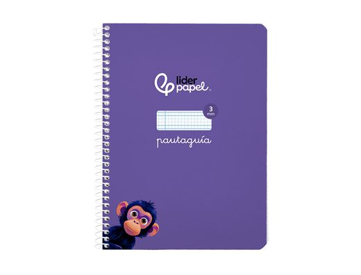 Cuaderno espiral liderpapel A5 pautaguia tapa blanda 40h 75 gr cuadro pautado 3mm color lila