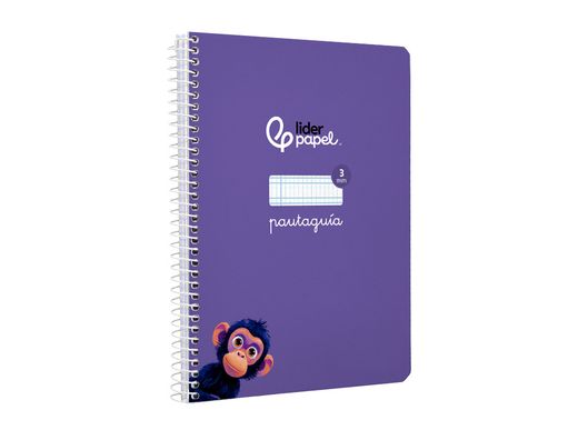 Cuaderno espiral liderpapel A5 pautaguia tapa blanda 40h 75 gr cuadro pautado 3mm color lila