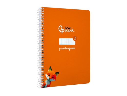 Cuaderno espiral liderpapel A5 pautaguia tapa blanda 40h 75 gr cuadro pautado 3mm color naranja