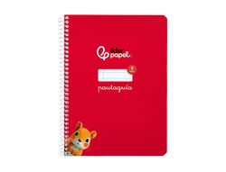 Cuaderno espiral liderpapel A5 pautaguia tapa blanda 40h 75 gr cuadro pautado 3mm color rojo