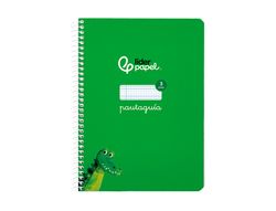Cuaderno espiral liderpapel A5 pautaguia tapa blanda 40h 75 gr cuadro pautado 3mm color verde