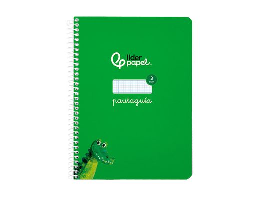Cuaderno espiral liderpapel A5 pautaguia tapa blanda 40h 75 gr cuadro pautado 3mm color verde
