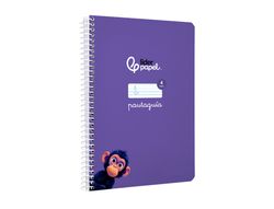 Cuaderno espiral liderpapel A5 pautaguia tapa blanda 40h 75 gr cuadro pautado 4mm color lila