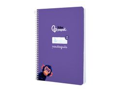 Cuaderno espiral liderpapel A5 pautaguia tapa blanda 40h 75 gr cuadro pautado 4mm color lila