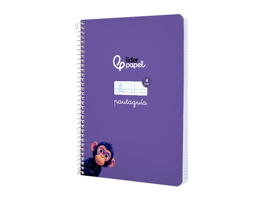 Cuaderno espiral liderpapel A5 pautaguia tapa blanda 40h 75 gr cuadro pautado 4mm color lila
