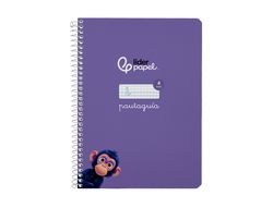 Cuaderno espiral liderpapel A5 pautaguia tapa blanda 40h 75 gr cuadro pautado 4mm color lila