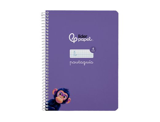 Cuaderno espiral liderpapel A5 pautaguia tapa blanda 40h 75 gr cuadro pautado 4mm color lila