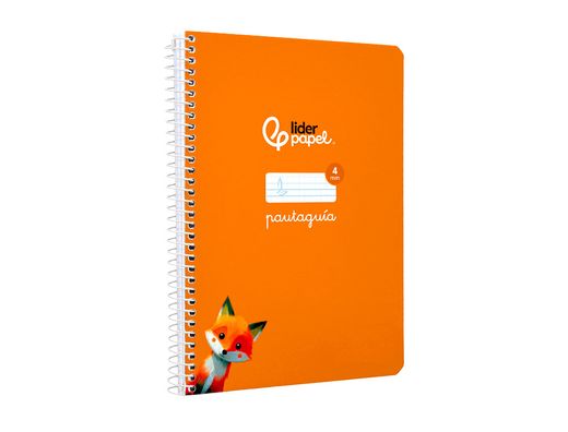 Cuaderno espiral liderpapel A5 pautaguia tapa blanda 40h 75 gr cuadro pautado 4mm color naranja