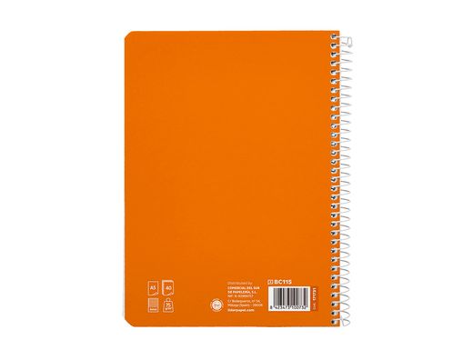 Cuaderno espiral liderpapel A5 pautaguia tapa blanda 40h 75 gr cuadro pautado 4mm color naranja