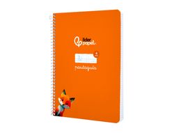 Cuaderno espiral liderpapel A5 pautaguia tapa blanda 40h 75 gr cuadro pautado 4mm color naranja