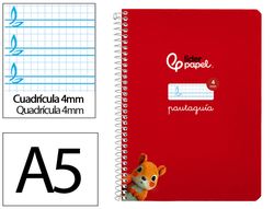 Cuaderno espiral liderpapel A5 pautaguia tapa blanda 40h 75 gr cuadro pautado 4mm color rojo