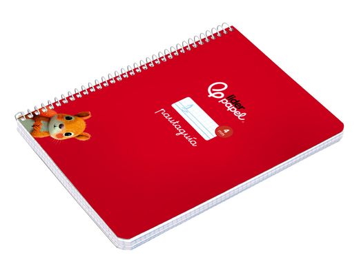 Cuaderno espiral liderpapel A5 pautaguia tapa blanda 40h 75 gr cuadro pautado 4mm color rojo