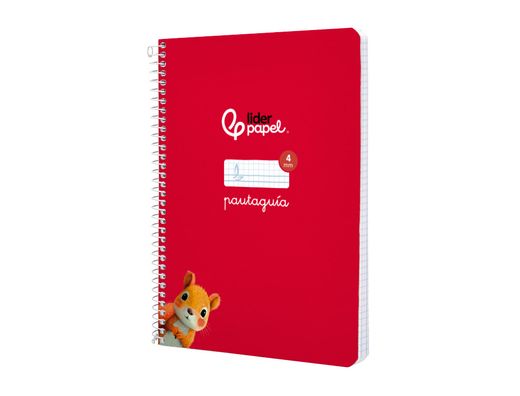 Cuaderno espiral liderpapel A5 pautaguia tapa blanda 40h 75 gr cuadro pautado 4mm color rojo