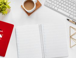 Cuaderno espiral liderpapel A5 pautaguia tapa blanda 40h 75 gr cuadro pautado 4mm color rojo