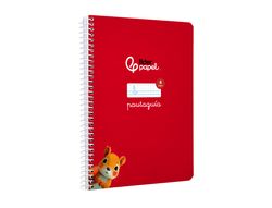 Cuaderno espiral liderpapel A5 pautaguia tapa blanda 40h 75 gr cuadro pautado 4mm color rojo