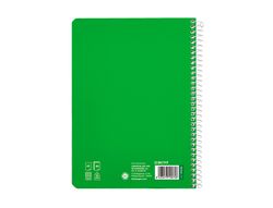 Cuaderno espiral liderpapel A5 pautaguia tapa blanda 40h 75 gr cuadro pautado 4mm color verde