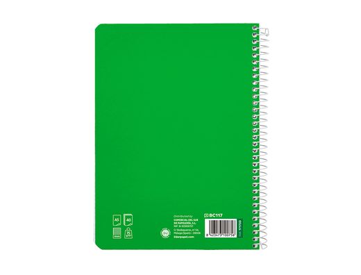 Cuaderno espiral liderpapel A5 pautaguia tapa blanda 40h 75 gr cuadro pautado 4mm color verde