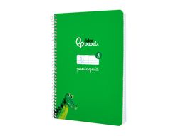 Cuaderno espiral liderpapel A5 pautaguia tapa blanda 40h 75 gr cuadro pautado 4mm color verde