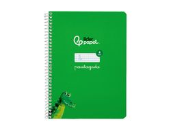 Cuaderno espiral liderpapel A5 pautaguia tapa blanda 40h 75 gr cuadro pautado 4mm color verde