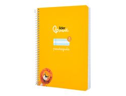 Cuaderno espiral liderpapel A5 pautaguia tapa dura 80h 90 gr cuadro pautado 3mm color amarillo