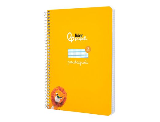 Cuaderno espiral liderpapel A5 pautaguia tapa dura 80h 90 gr cuadro pautado 3mm color amarillo