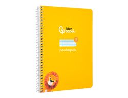 Cuaderno espiral liderpapel A5 pautaguia tapa dura 80h 90 gr cuadro pautado 3mm color amarillo