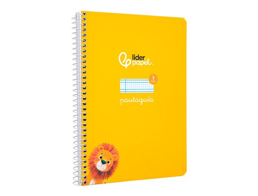 Cuaderno espiral liderpapel A5 pautaguia tapa dura 80h 90 gr cuadro pautado 3mm color amarillo