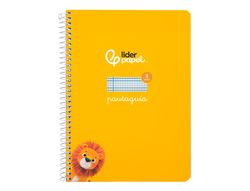Cuaderno espiral liderpapel A5 pautaguia tapa dura 80h 90 gr cuadro pautado 3mm color amarillo