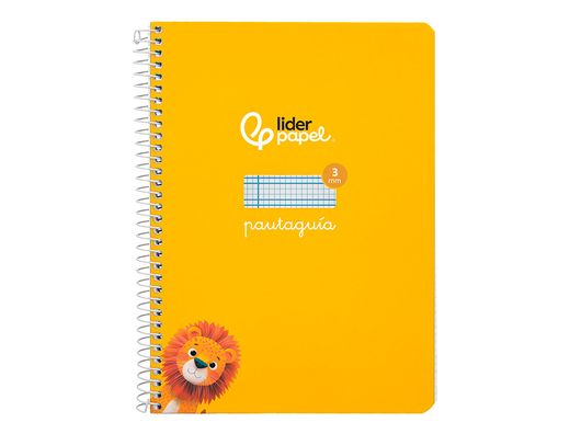 Cuaderno espiral liderpapel A5 pautaguia tapa dura 80h 90 gr cuadro pautado 3mm color amarillo