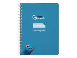 Cuaderno espiral liderpapel A5 pautaguia tapa dura 80h 90 gr cuadro pautado 3mm color azul
