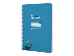 Cuaderno espiral liderpapel A5 pautaguia tapa dura 80h 90 gr cuadro pautado 3mm color azul