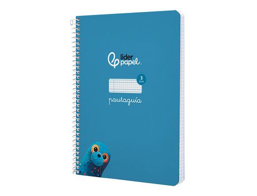 Cuaderno espiral liderpapel A5 pautaguia tapa dura 80h 90 gr cuadro pautado 3mm color azul