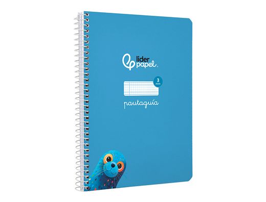 Cuaderno espiral liderpapel A5 pautaguia tapa dura 80h 90 gr cuadro pautado 3mm color azul