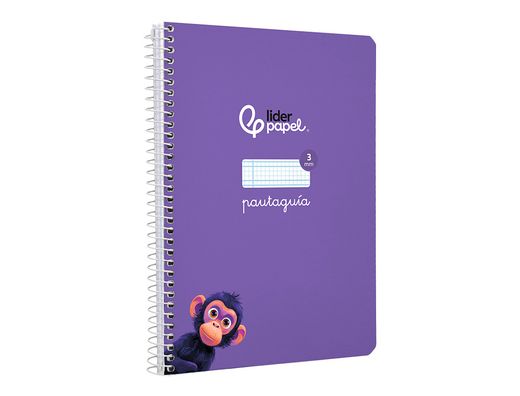 Cuaderno espiral liderpapel A5 pautaguia tapa dura 80h 90 gr cuadro pautado 3mm color lila