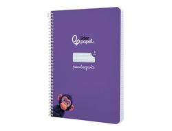 Cuaderno espiral liderpapel A5 pautaguia tapa dura 80h 90 gr cuadro pautado 3mm color lila