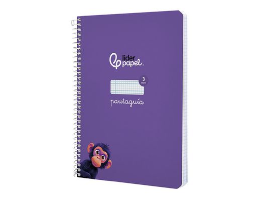 Cuaderno espiral liderpapel A5 pautaguia tapa dura 80h 90 gr cuadro pautado 3mm color lila