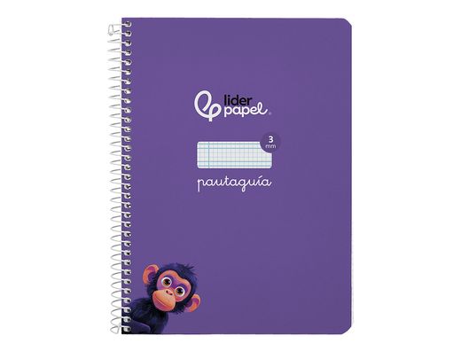 Cuaderno espiral liderpapel A5 pautaguia tapa dura 80h 90 gr cuadro pautado 3mm color lila
