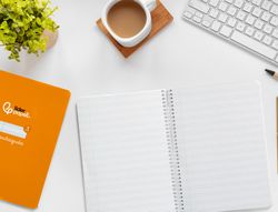 Cuaderno espiral liderpapel A5 pautaguia tapa dura 80h 90 gr cuadro pautado 3mm color naranja