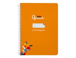 Cuaderno espiral liderpapel A5 pautaguia tapa dura 80h 90 gr cuadro pautado 3mm color naranja