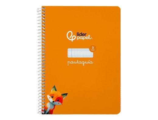 Cuaderno espiral liderpapel A5 pautaguia tapa dura 80h 90 gr cuadro pautado 3mm color naranja