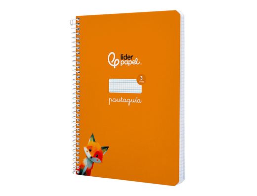 Cuaderno espiral liderpapel A5 pautaguia tapa dura 80h 90 gr cuadro pautado 3mm color naranja